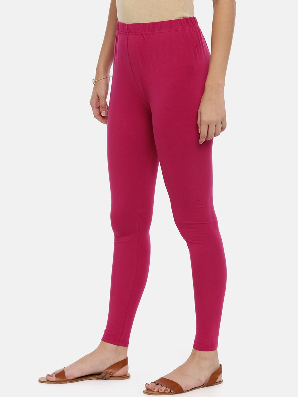Souchii Magenta Solid Slim-Fit Ankle-Length Leggings - Distacart