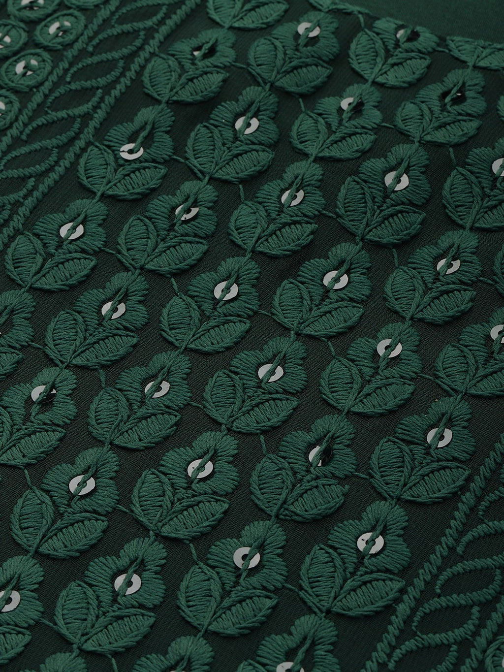 Sangria Women Green Ethnic Motifs Chikankari Kurta with Palazzos