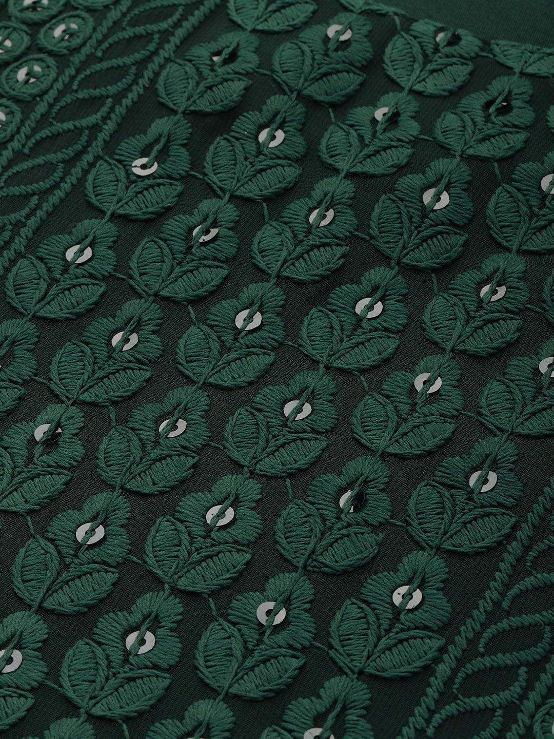 Sangria Women Green Ethnic Motifs Chikankari Kurta with Palazzos