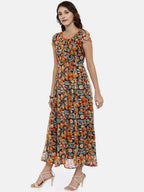 Souchii Black Printed Fit and Flare Dress For Women - Distacart