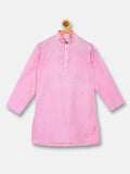 Sethukrishna Boys Pink & White Solid Shirt with Veshti Set