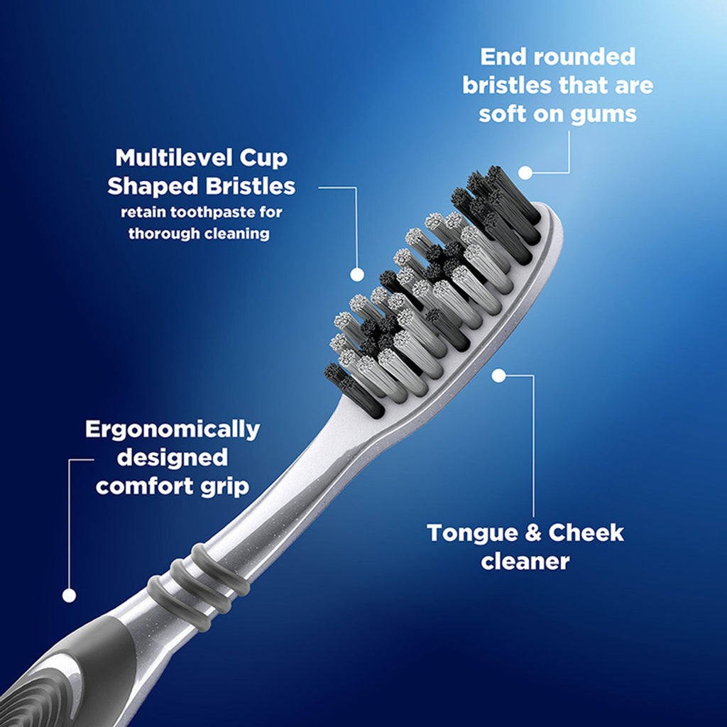 Oral-B Oral B Cavity Defense 123 Black Toothbrush With Charcoal Extract- Medium (Pack Of 4)