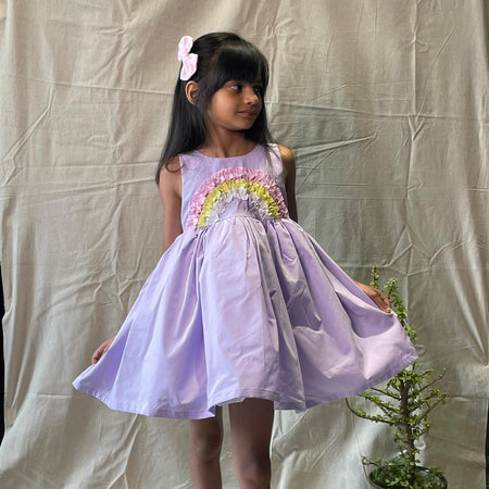 ArthLife Lavender Rainbow Partywear Dress