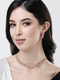 NVR Women Gold-Polished Cz Stone Handcrafted Jewellery Set