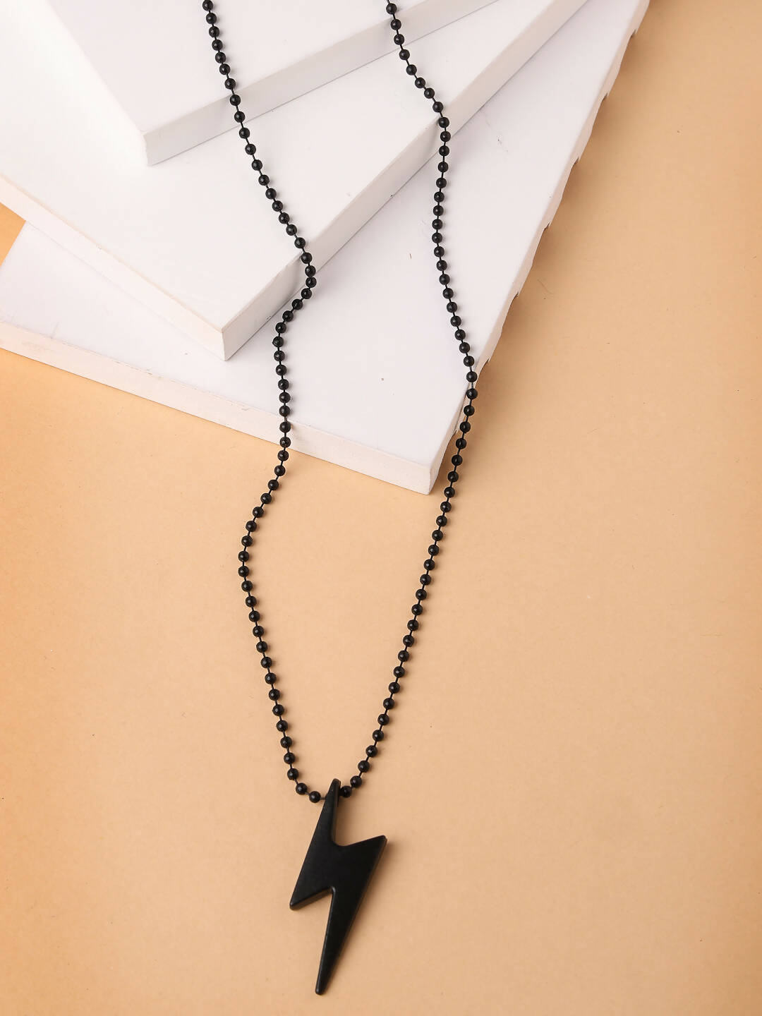 NVR Men Black Plated Flash Pendent With Chain