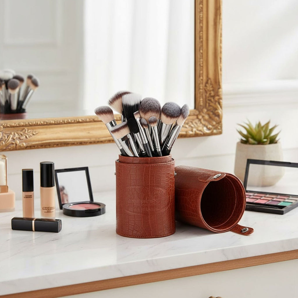 London Prime Cosmetics Brush Holder Cylinder Shaped Orange Rust