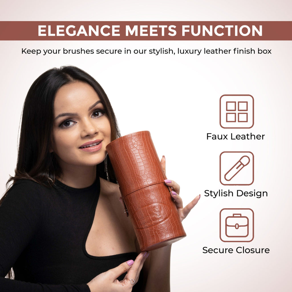 London Prime Cosmetics Brush Holder Cylinder Shaped Orange Rust