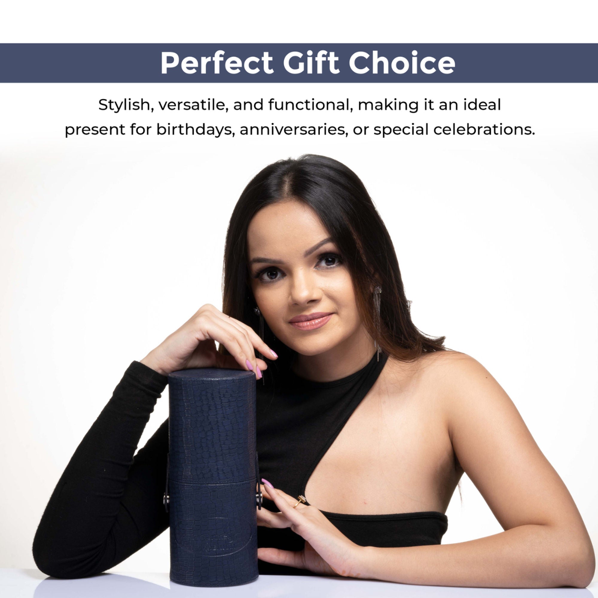 London Prime Cosmetics Brush Holder Cylinder Shaped Blue