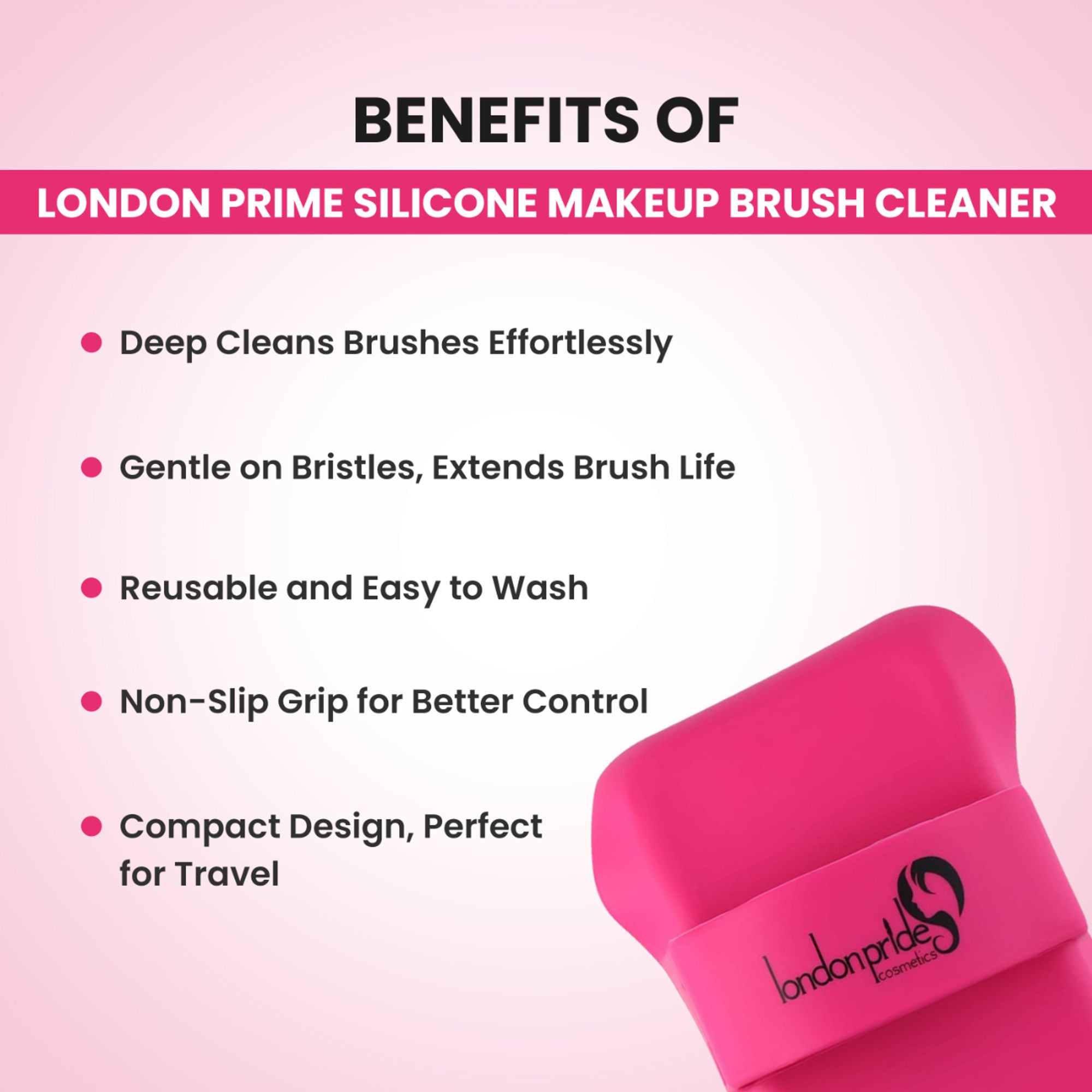 London Prime Silicone Makeup Brush Cleaner - Pink ( Formerly London Pride Cosmetics )
