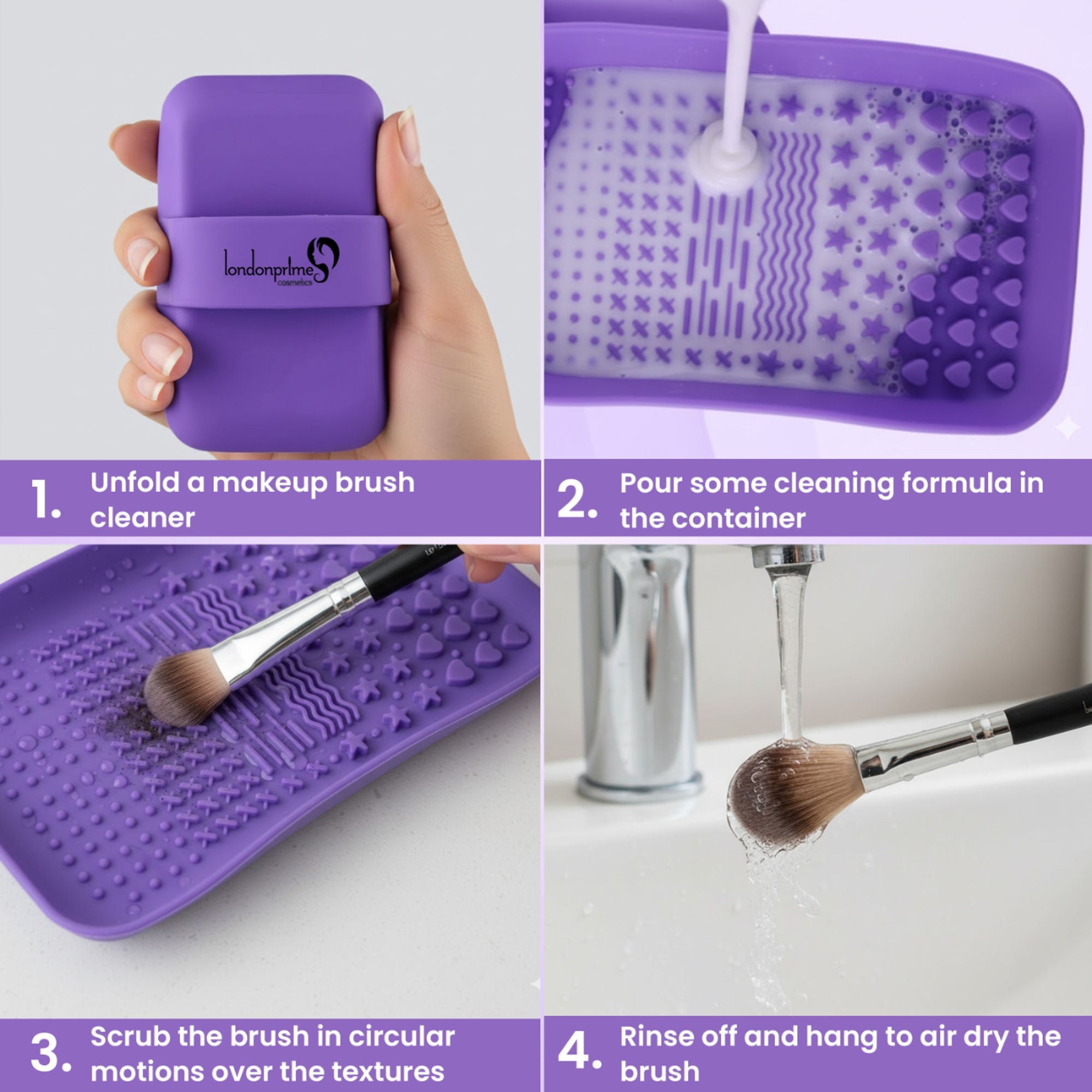 London Prime Silicone Makeup Brush Cleaner - Purple ( Formerly London Pride Cosmetics )