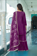 Teeya Creation Wine Colour Chinnon Silk Heavy Embroidery Work Fully Stitched Salwar Suit - Distacart