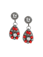 Cardinal Women Oxidised Silver-Plated Red Stone Studded & Beaded Jewellery Set - Distacart