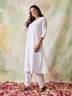 HOUSE OF KARI Ethnic Motifs Embroidered Chikankari Kurta