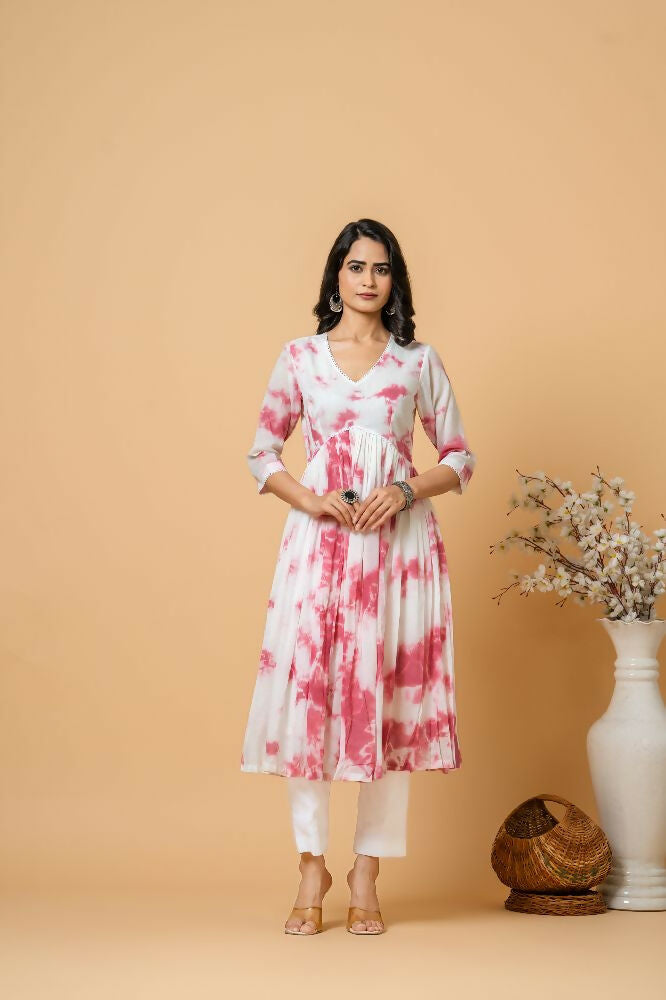 Joban Fashion Magenta Tie & Dye Kurta Pant Set - Distacart