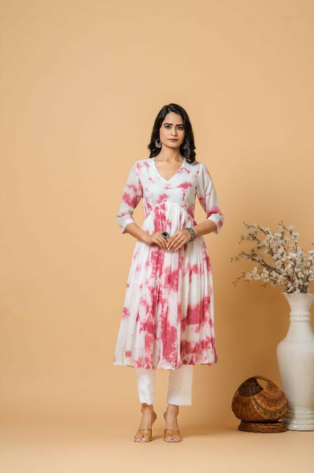 Joban Fashion Magenta Tie & Dye Kurta Pant Set