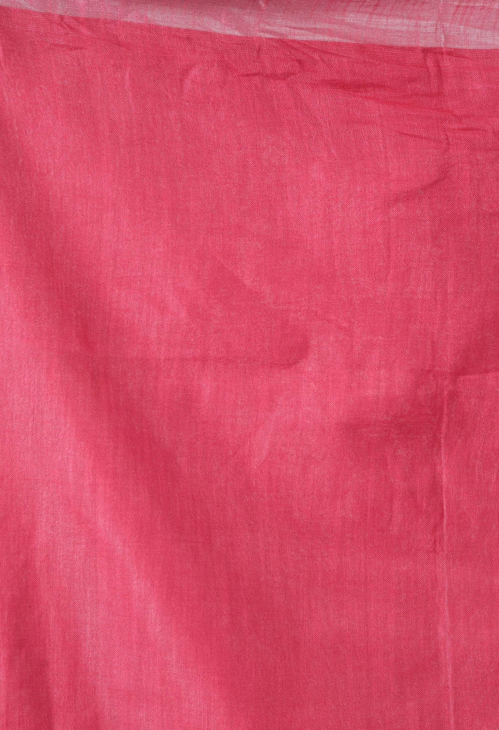 Mominos Fashion Moeza Pink Bhagalpuri Handloom Silk Linen Saree with unstitched Blouse piece - Distacart