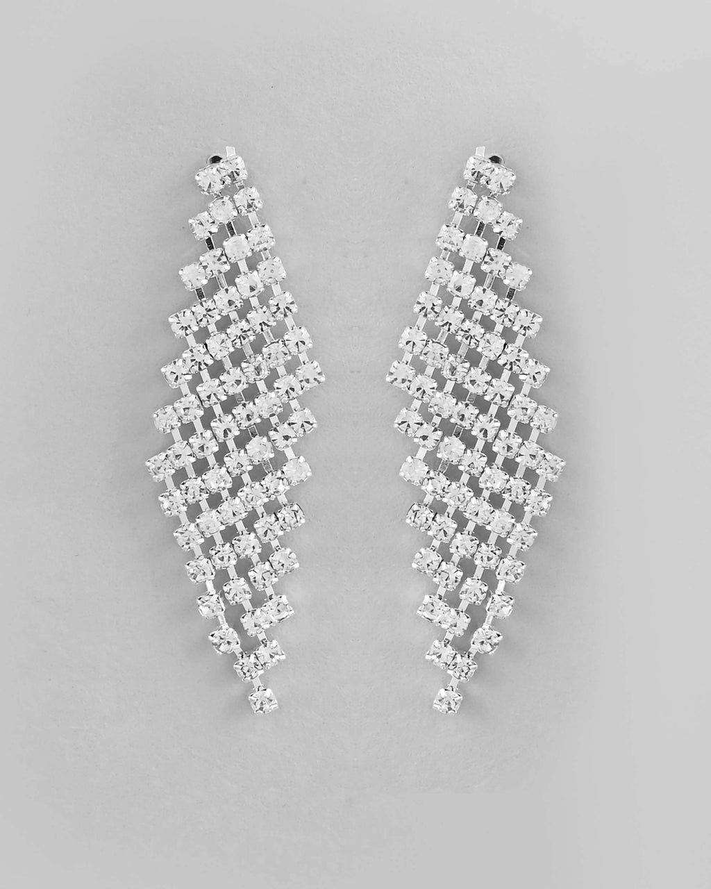 VOJ Silver Plated AD Studded Choker And Earrings Set