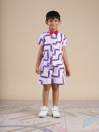 Snakes and Ladders Boys Purple Table Print Shirt and Boxer Set from Siblings Collection