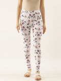Souchii White Printed Slim-Fit Churidar-Length Leggings - Distacart