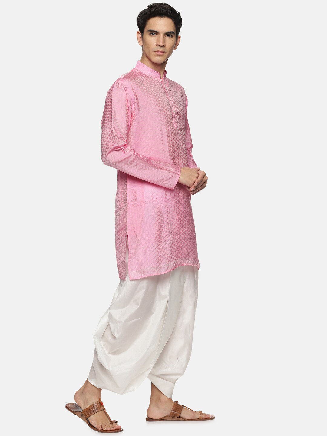 Sethukrishna Men Pink Kurta with Dhoti Pants - Distacart
