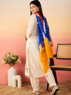 Sangria Ethnic Motifs Printed Pure Cotton Straight Kurta With Salwar & Dupatta