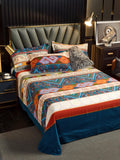 JC Collection Blue & Red Ethnic Motifs 220 TC King Bedsheet with 2 Pillow Covers - Distacart