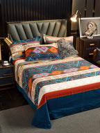 JC Collection Blue & Red Ethnic Motifs 220 TC King Bedsheet with 2 Pillow Covers - Distacart