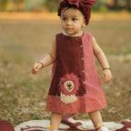 Mhyssa Amara Lion Patch Sleeveless A-line Maroon Frock