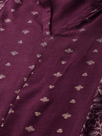 Sangria Women Wine-Coloured & Golden Khari Printed Kurta with Palazzos