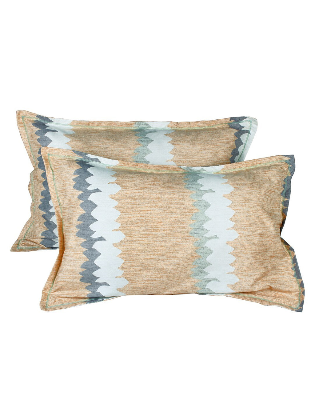 Story@home Grey & Peach-Coloured Striped 180 TC Queen Bedsheet With 2 Pillow Covers - Distacart
