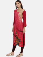 Souchii Pink Printed Straight Kurta - Distacart
