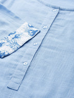 HERE&NOW Women Blue Solid Straight Kurta