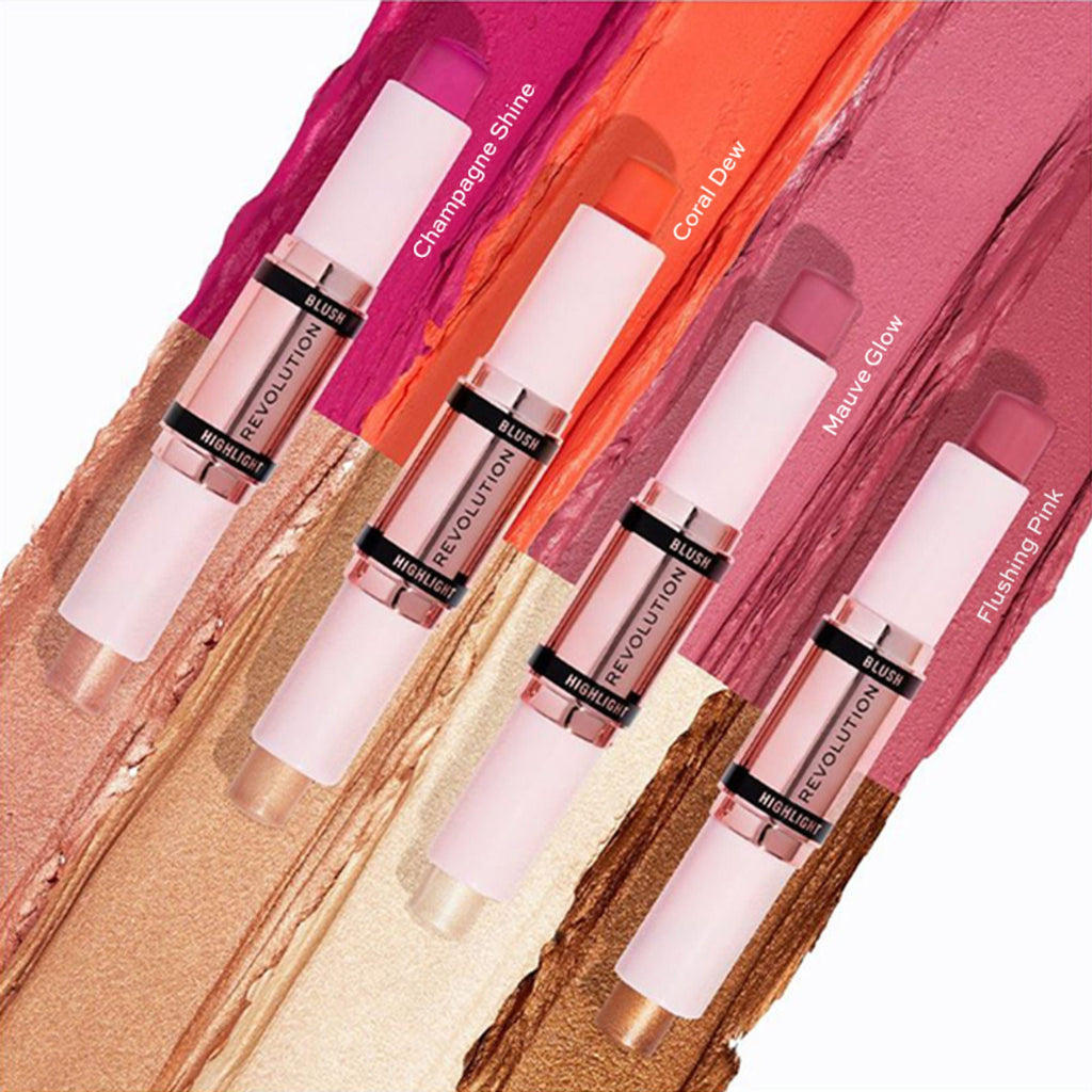 Makeup Revolution Blush & Highlight Stick - Champagne Shine - Distacart