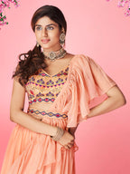Myra Peach Art Silk Designer Lehenga