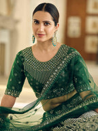 Myra Green Soft Net Embroidered Lehenga