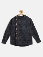 Manet Ethnic Full Sleeves Triangel Printed Shirt - Black