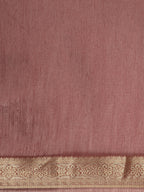 Saree Mall Mauve & Gold Solid Linen Blend Taant Saree - Distacart