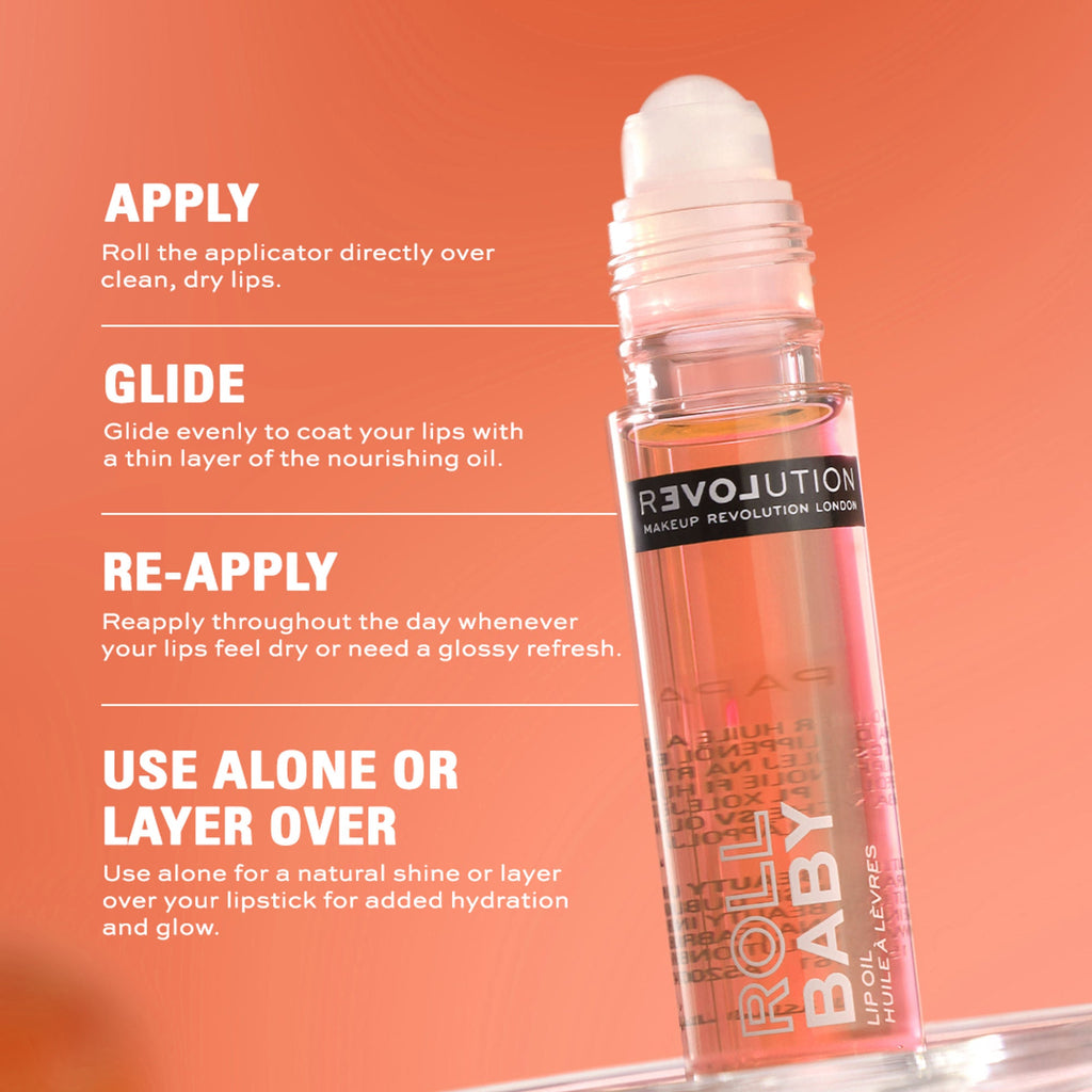 Revolution Relove Roll Baby Lip Oil Papaya - Papaya - Distacart