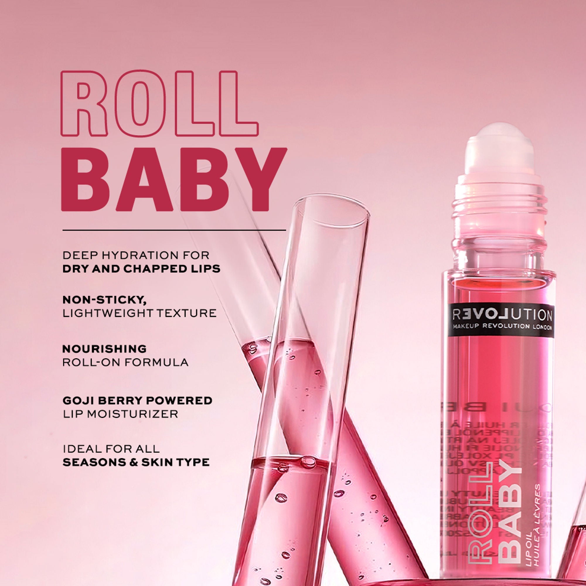 Revolution Relove Roll Baby Lip Oil Papaya - Goji Berry - Distacart