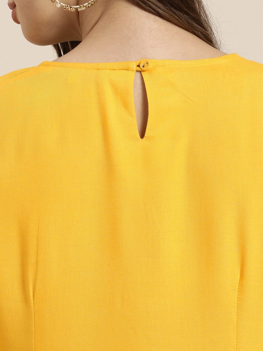 All About You Women Yellow & Beige Embroidered Kurta with Palazzos