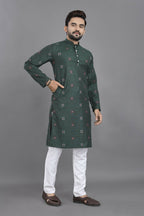 Anaita Green Weaving Linen Cotton Straight Kurta - Distacart
