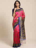 Saree Mall Pink & Beige Printed Bhagalpuri Saree - Distacart