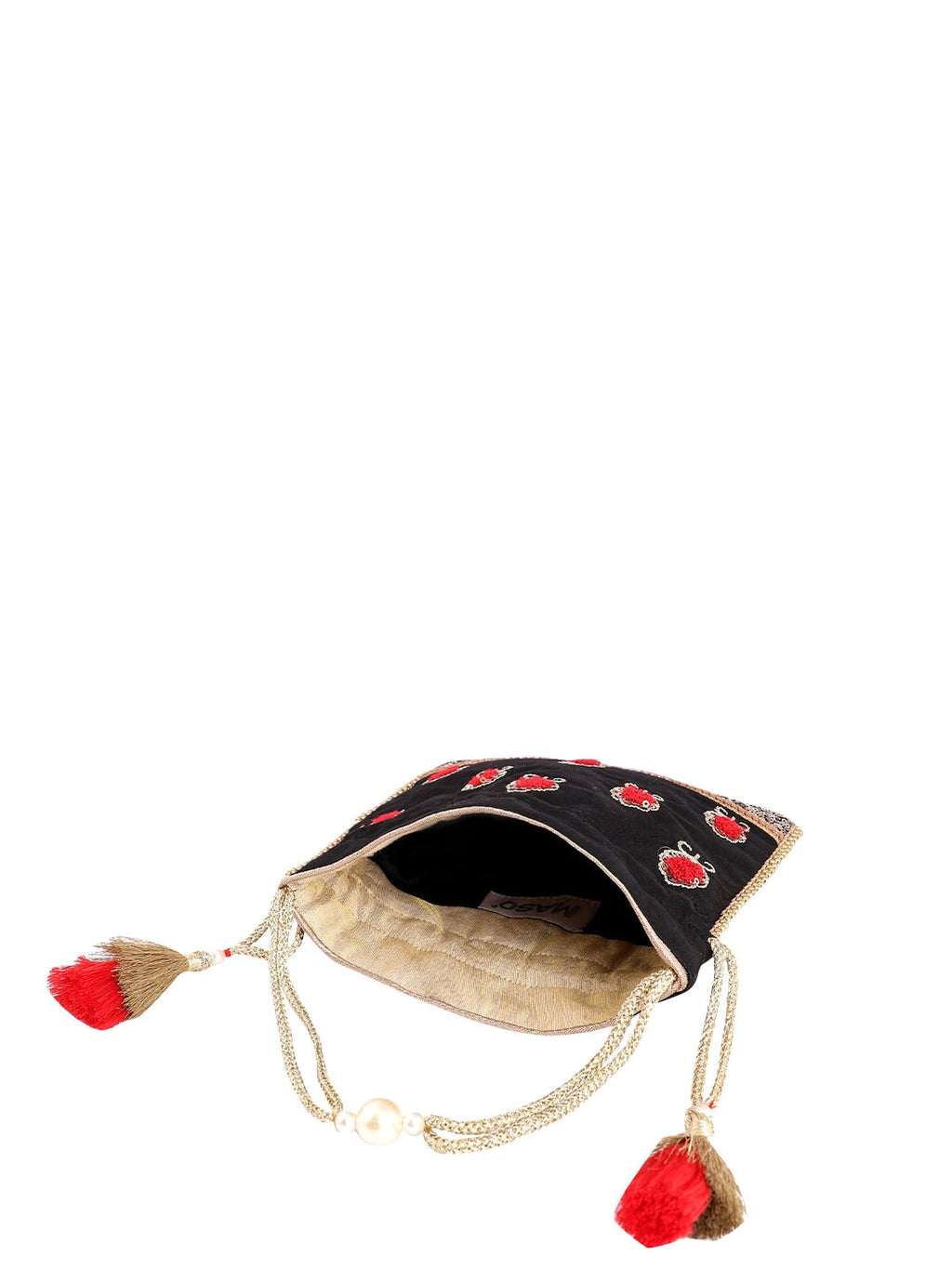 Masq Black & Red Embellished Embroidered Potli Clutch - Distacart
