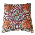 The Decor Nook Hand Embroidered Crewel Cushion Covers in Mustard & Chinar Leaf Motif with Teal Green Leaves