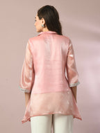 Myshka Women's Pink Solid Longline Party Tunic