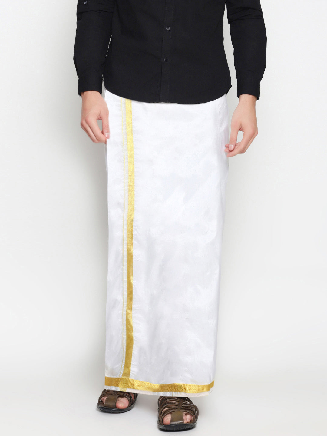 Sethukrishna Men White Double Layer Readymade Dhoti With Pocket - Distacart
