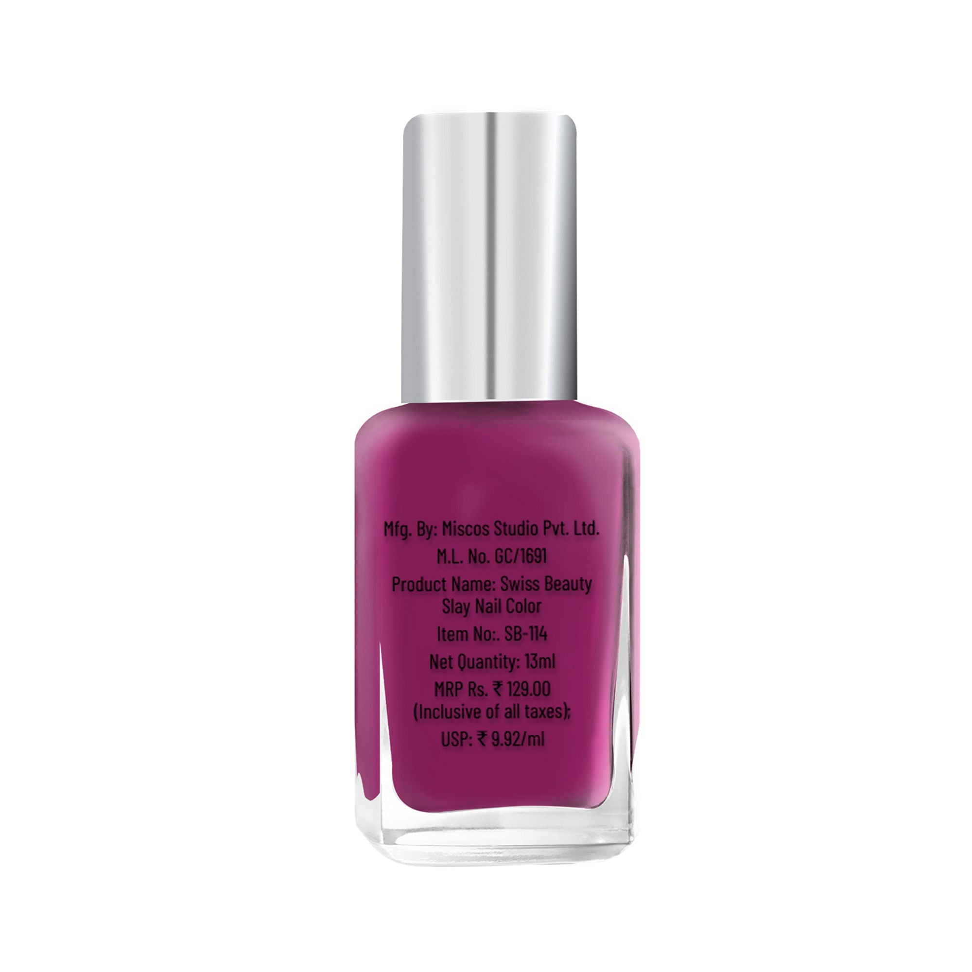Swiss Beauty Slay Nail Color With Ultra Shine Formulation - 70 Violet - Distacart