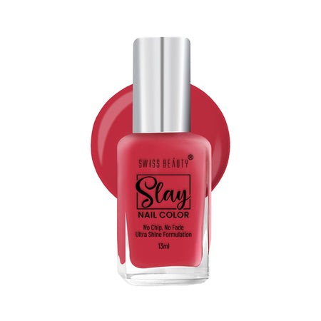 Swiss Beauty Slay Nail Color With Ultra Shine Formulation - 71 Cherry Pink