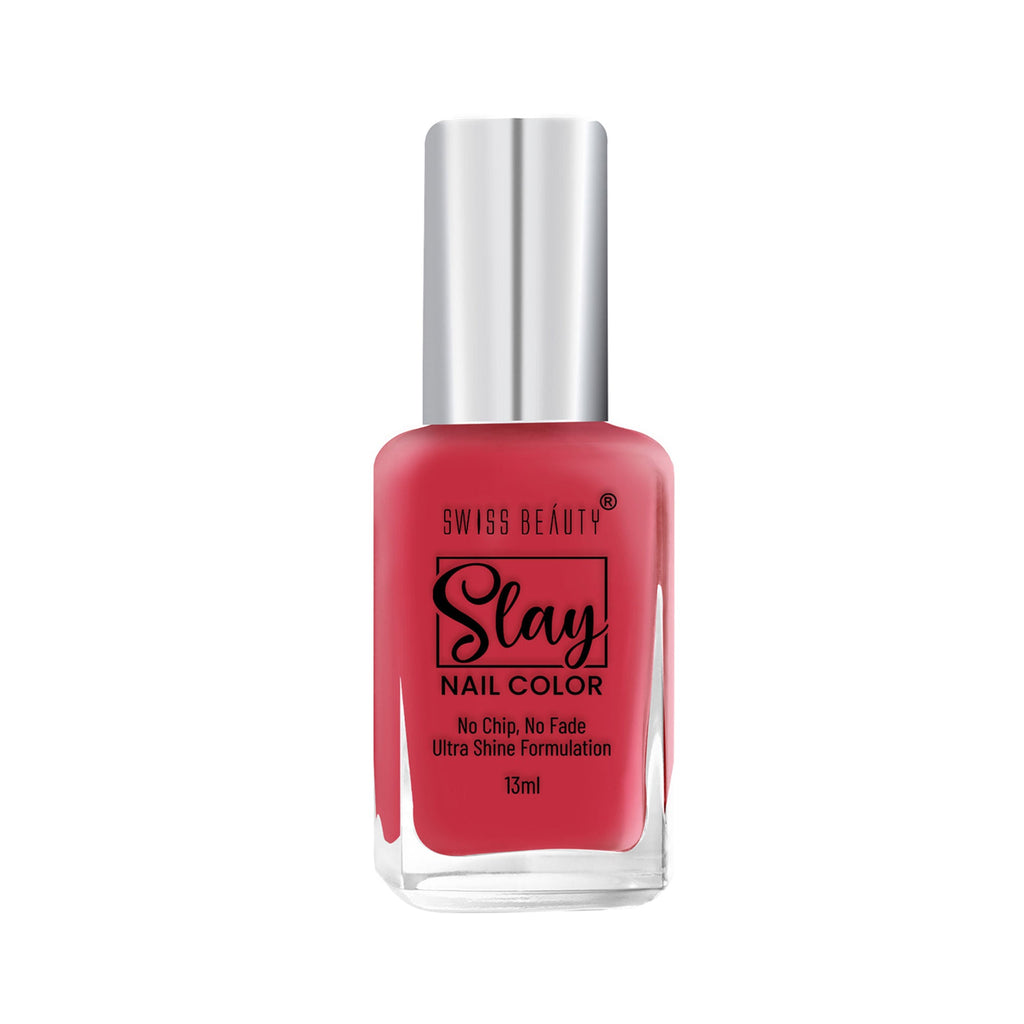 Swiss Beauty Slay Nail Color With Ultra Shine Formulation - 71 Cherry Pink - Distacart