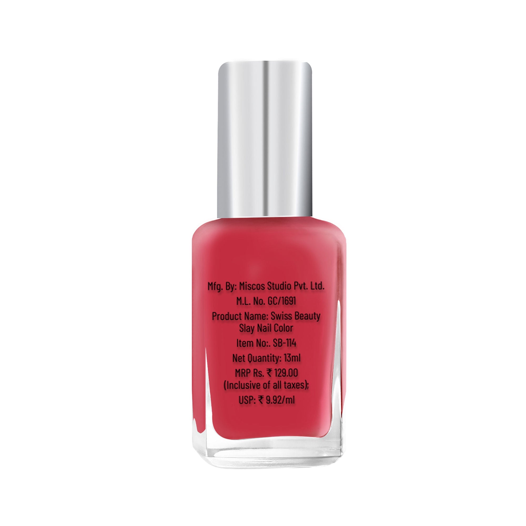 Swiss Beauty Slay Nail Color With Ultra Shine Formulation - 71 Cherry Pink - Distacart